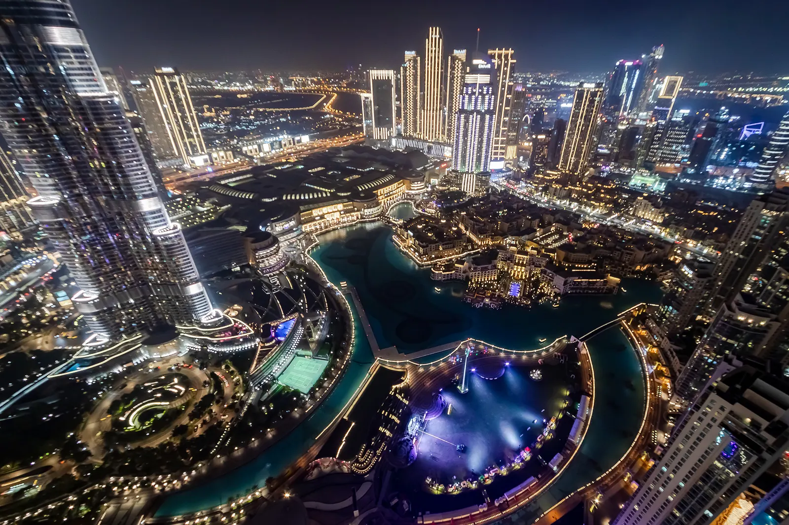 Night view over Downtown Dubai from a Stellium apartment in Grande Signature